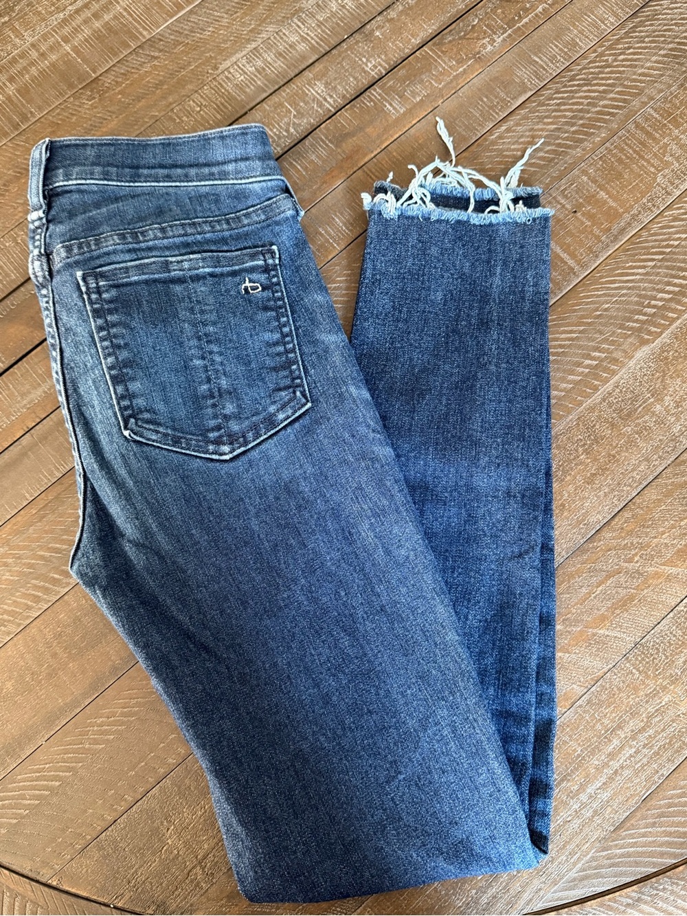 rag & bone Distressed Hem Cropped Blue Jeans